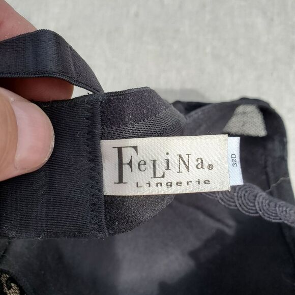 Felina Lingerie Black and Silver Bra 32D - Picture 5 of 9